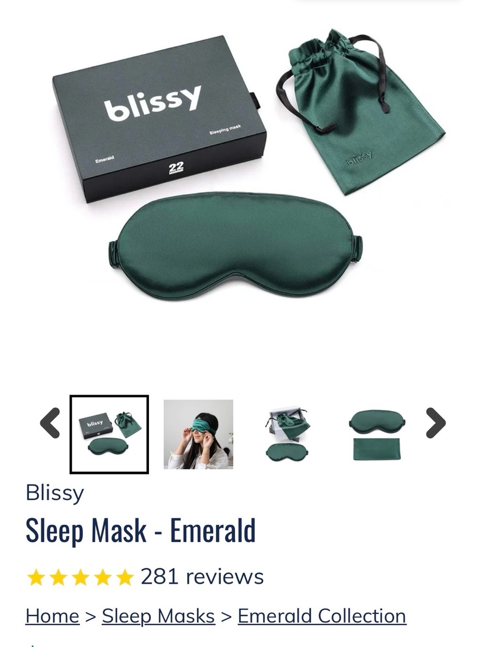 Blissy Emerald Sleep Mask by blissy